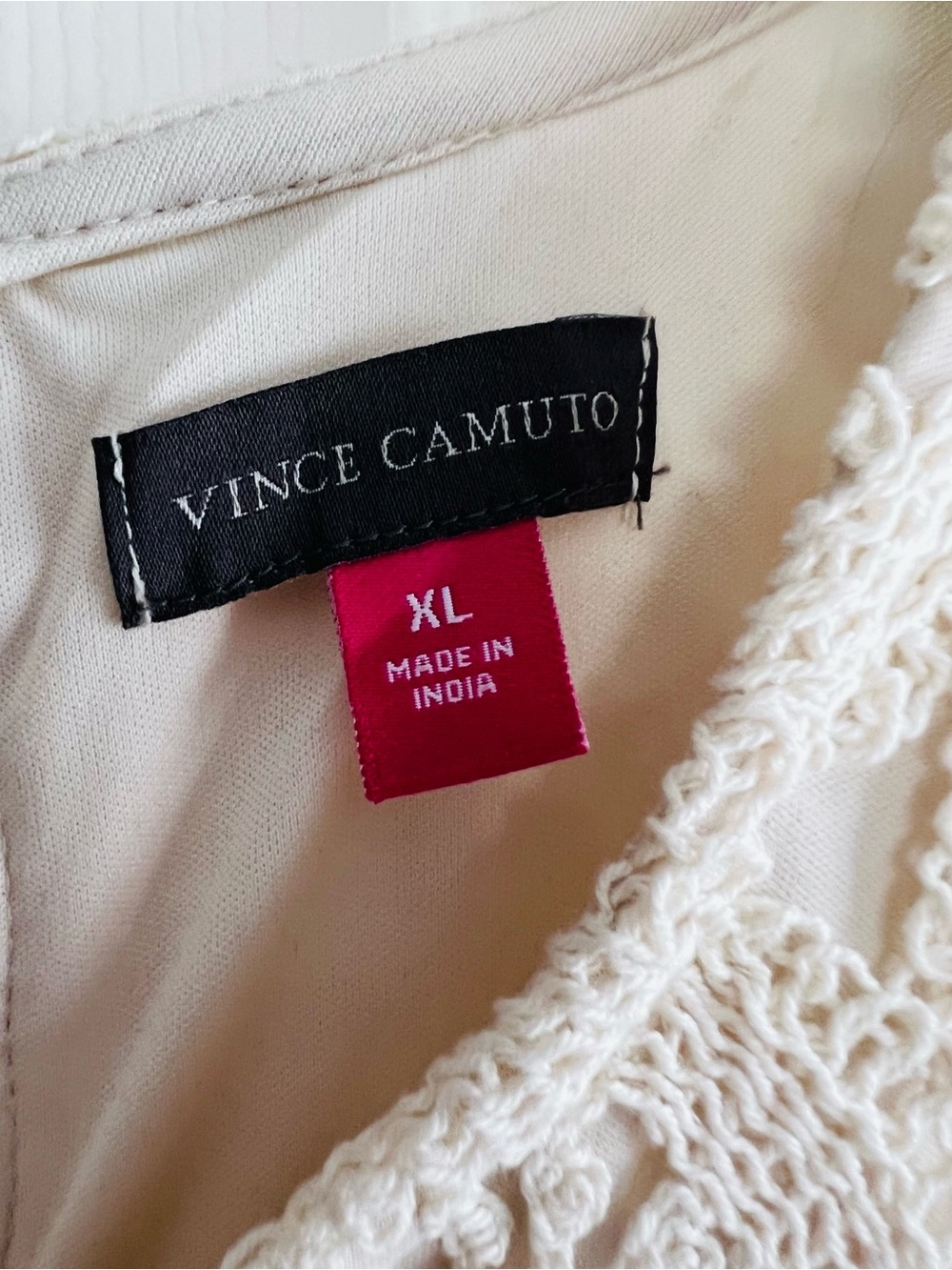Vince Camuto Ivory Crochet Lace Maxi Dress Lined Sleeveless XL Boho Wedding - Picture 3 of 11